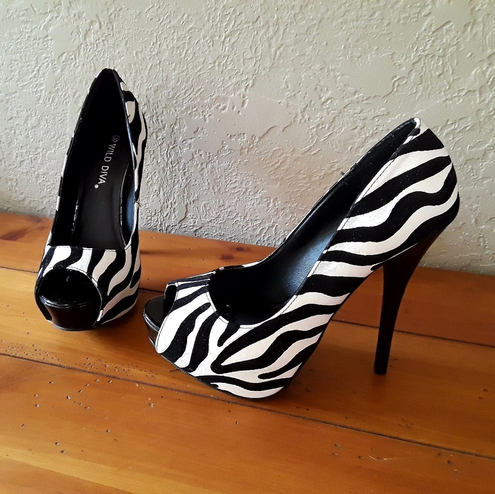 Wild Diva Zebra print heels.